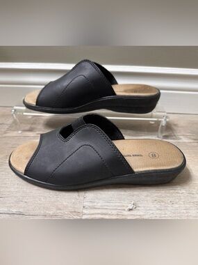 Tender Tootsies Cloud Lites Black Comfort Slide Sandals Women’s Size 8